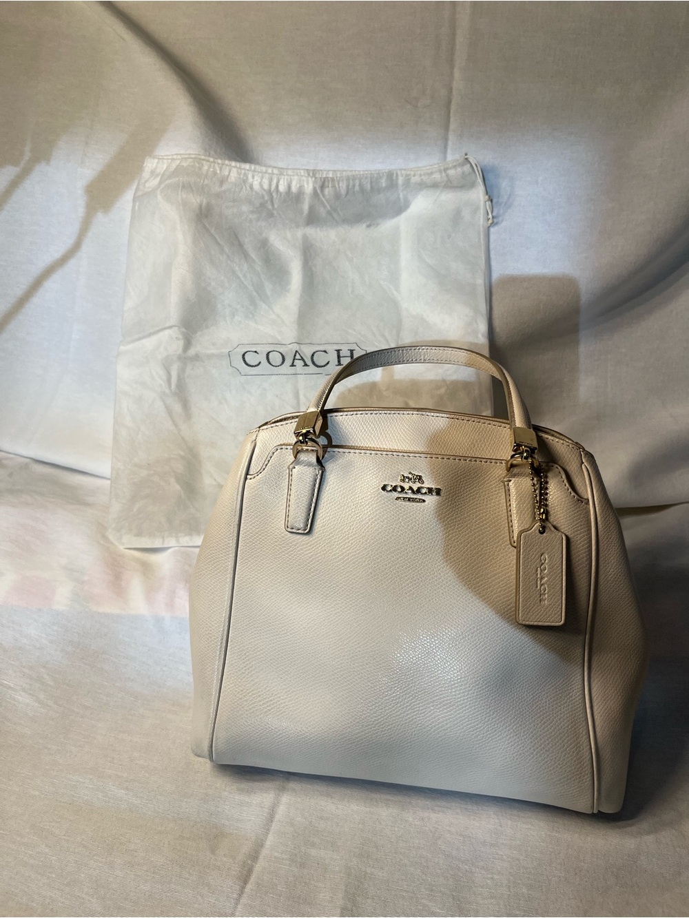 Coach Minetta White Crossgrain Leather Satchel
